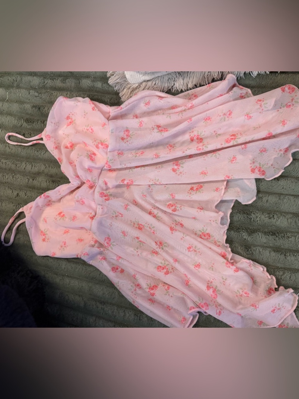Pink Floral Spaghetti Strap Babydoll Top